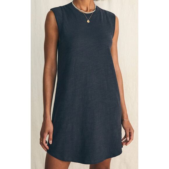 Faherty | Sunwashed Slub Muscle Dress Washed Black Sleeveless M Organic Cotton - Picture 1 of 9